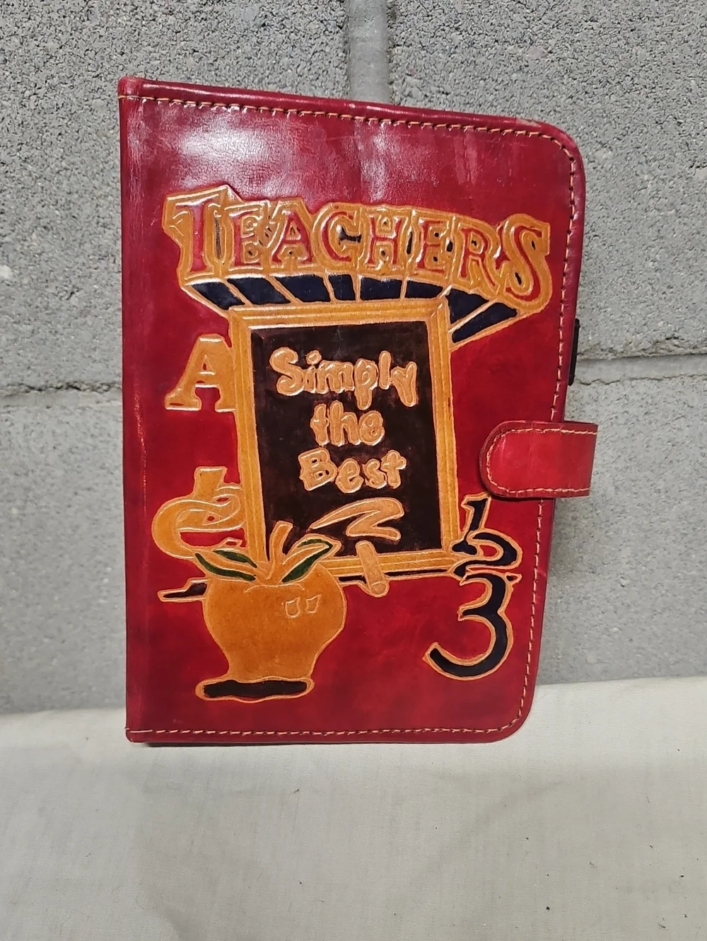 Vintage Teachers Hand-tooled Leather 6-ring Binder Organizer Planner